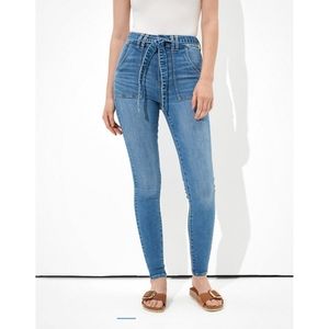 American Eagle Highest Rise Tie Waist Belted Jeggings